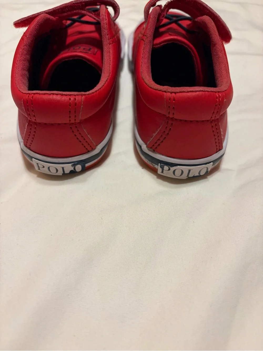 Ralph Lauren Kids' Red Polo Logo Velcro Sneakers